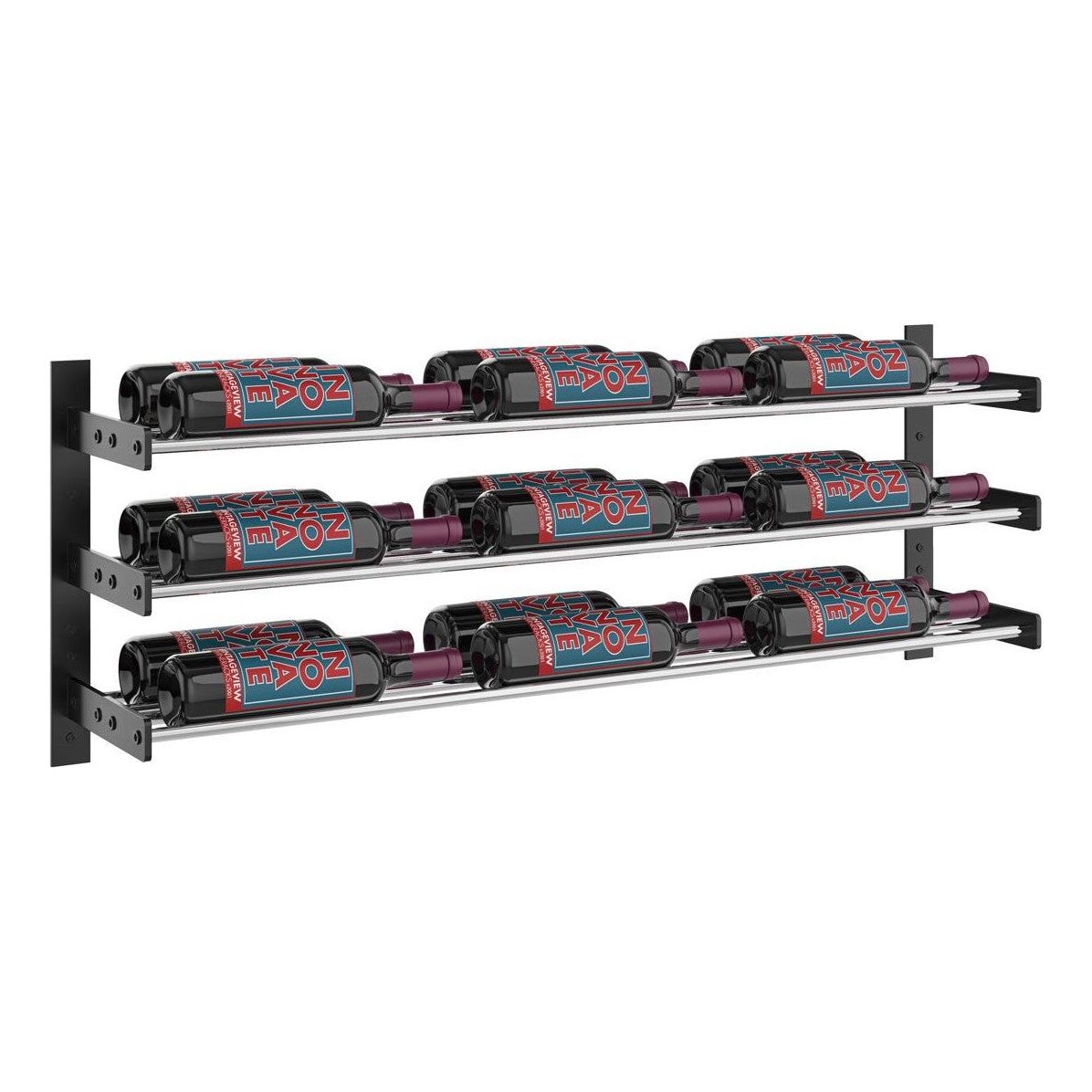 VintageView - Wine Wall 15 - Evolution Series  - 381mm - Metal Wine Wall Rack (9-27 bottles)