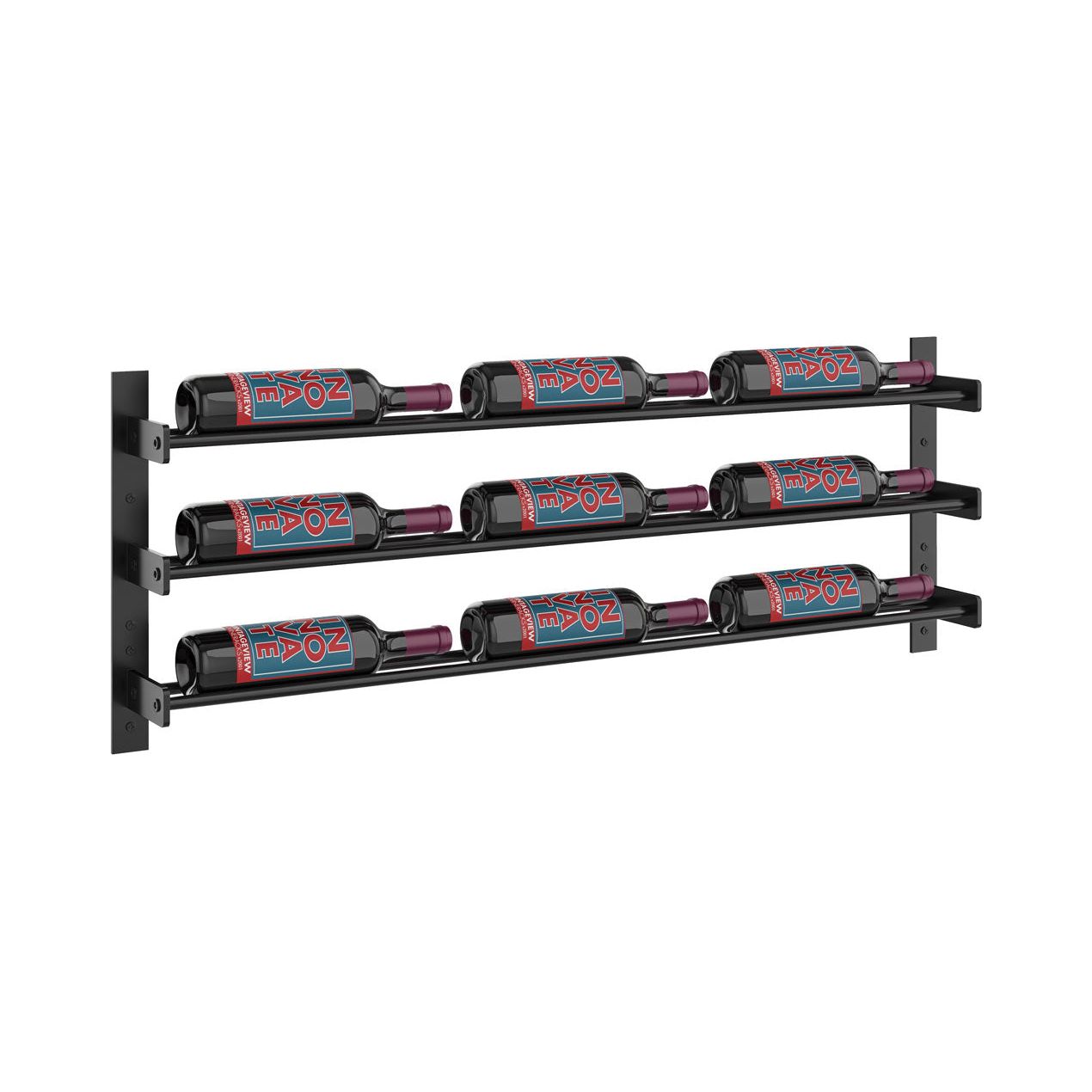 VintageView - Wine Wall 15 - Evolution Series  - 381mm - Metal Wine Wall Rack (9-27 bottles)