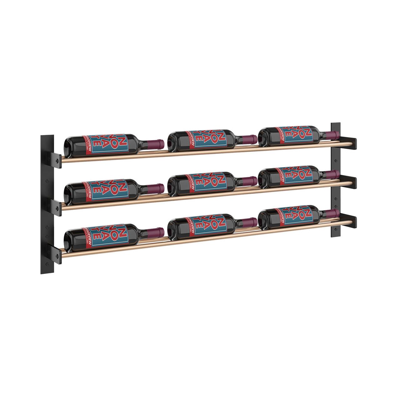 VintageView - Wine Wall 15 - Evolution Series  - 381mm - Metal Wine Wall Rack (9-27 bottles)