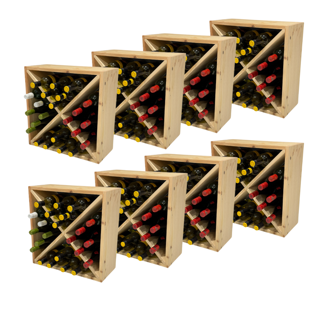 WineRacks - Set of 8 - Pine Wood Cellar Cube - 298mm deep - Assembled