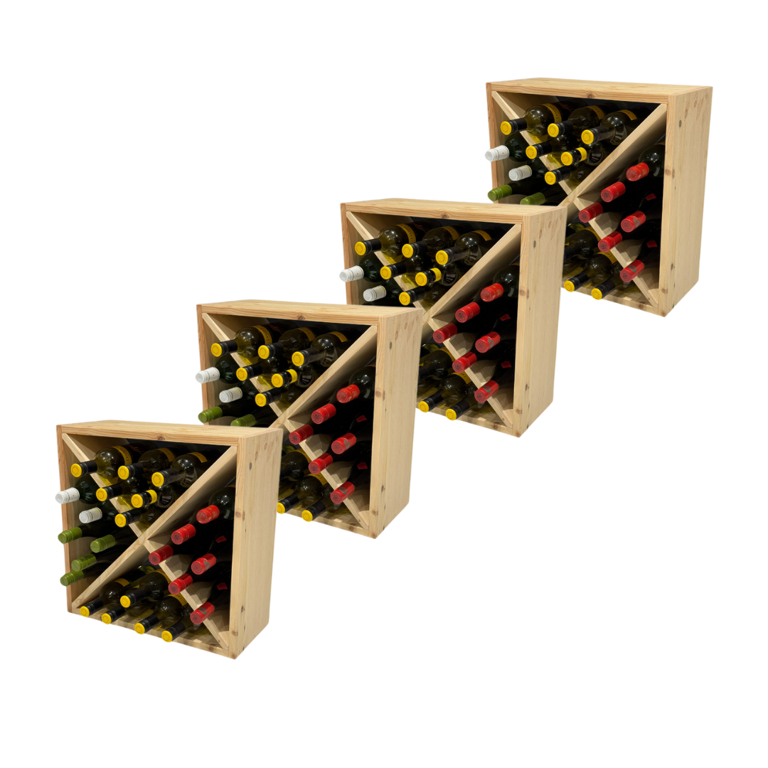 WineRacks - Set of 4 - Pine Wood Cellar Cube - 298mm deep - Assembled