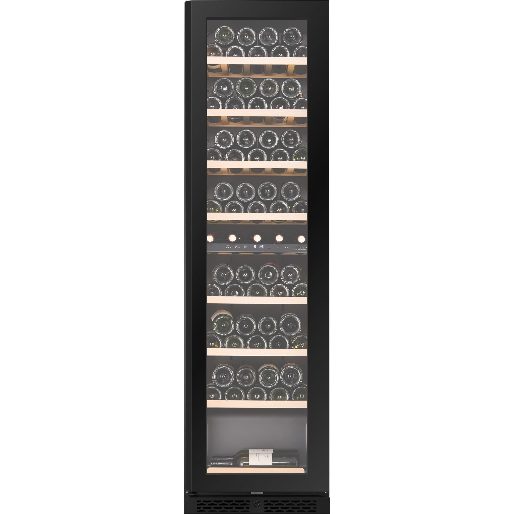 CELLA - 74 bottle Single Zone Wine Cooler - Shallow Depth - W82S-BLACK