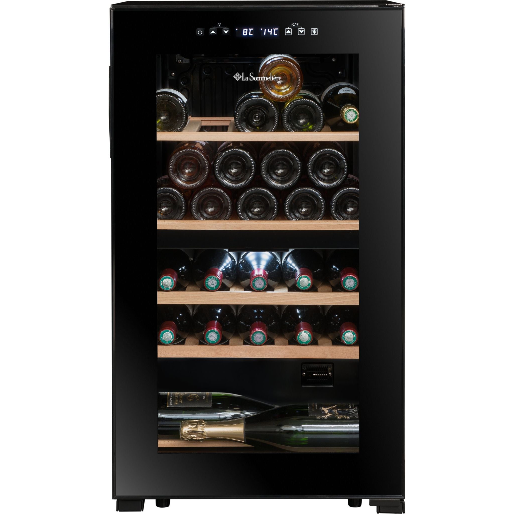 La Sommeliere - Dual Zone - 32 Bottle - Freestanding Wine Fridge - SLS32DZBLACK