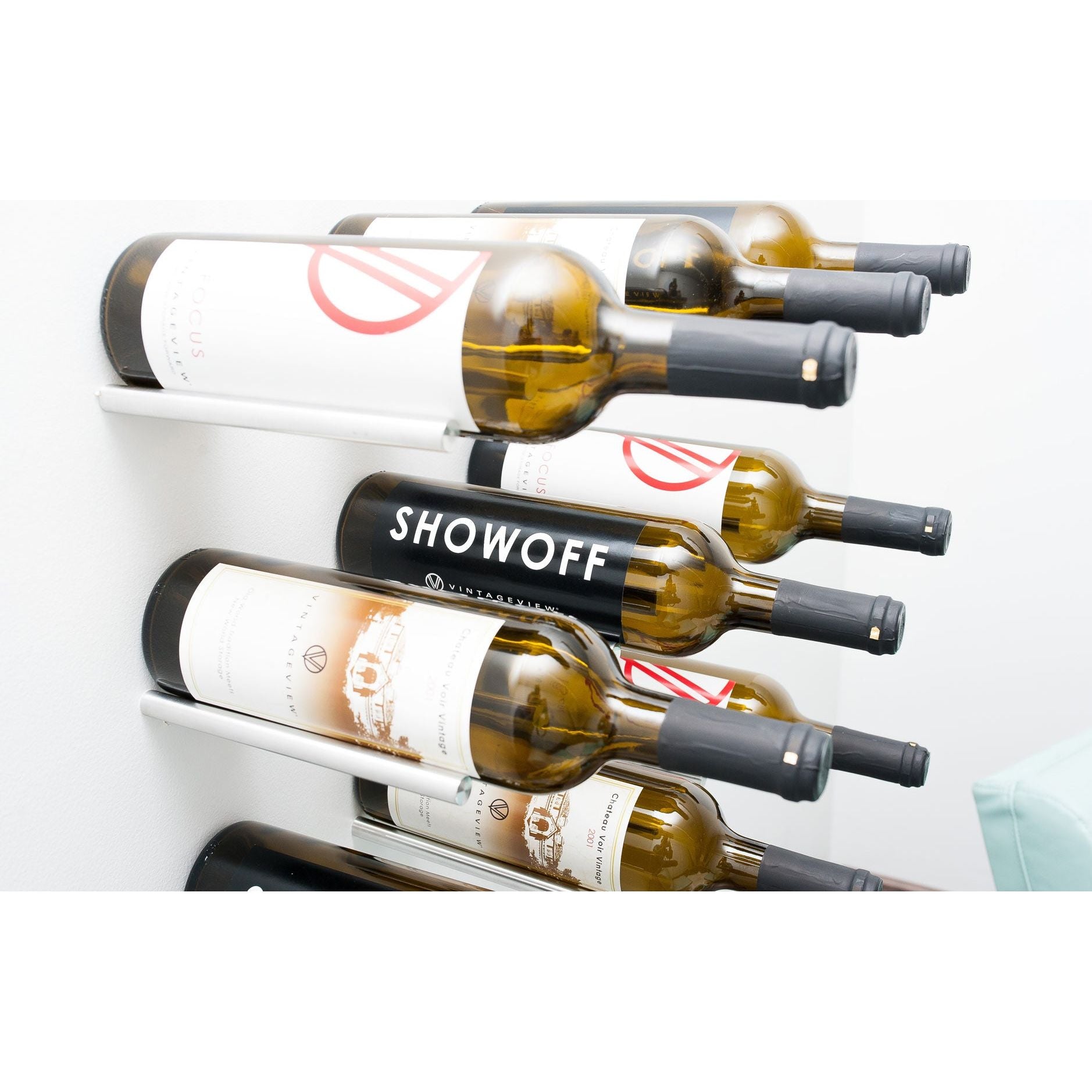 VintageView - Vino Series - Vino Rails - Wall Mounted Metal Wine Rack (Peg System)