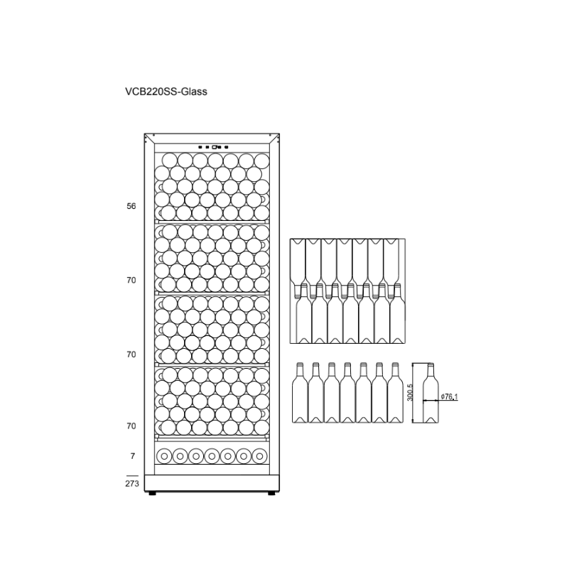 mQuvée Velvet 220 Glass - Single Zone 273 Bottles - Tall Wine Cabinet