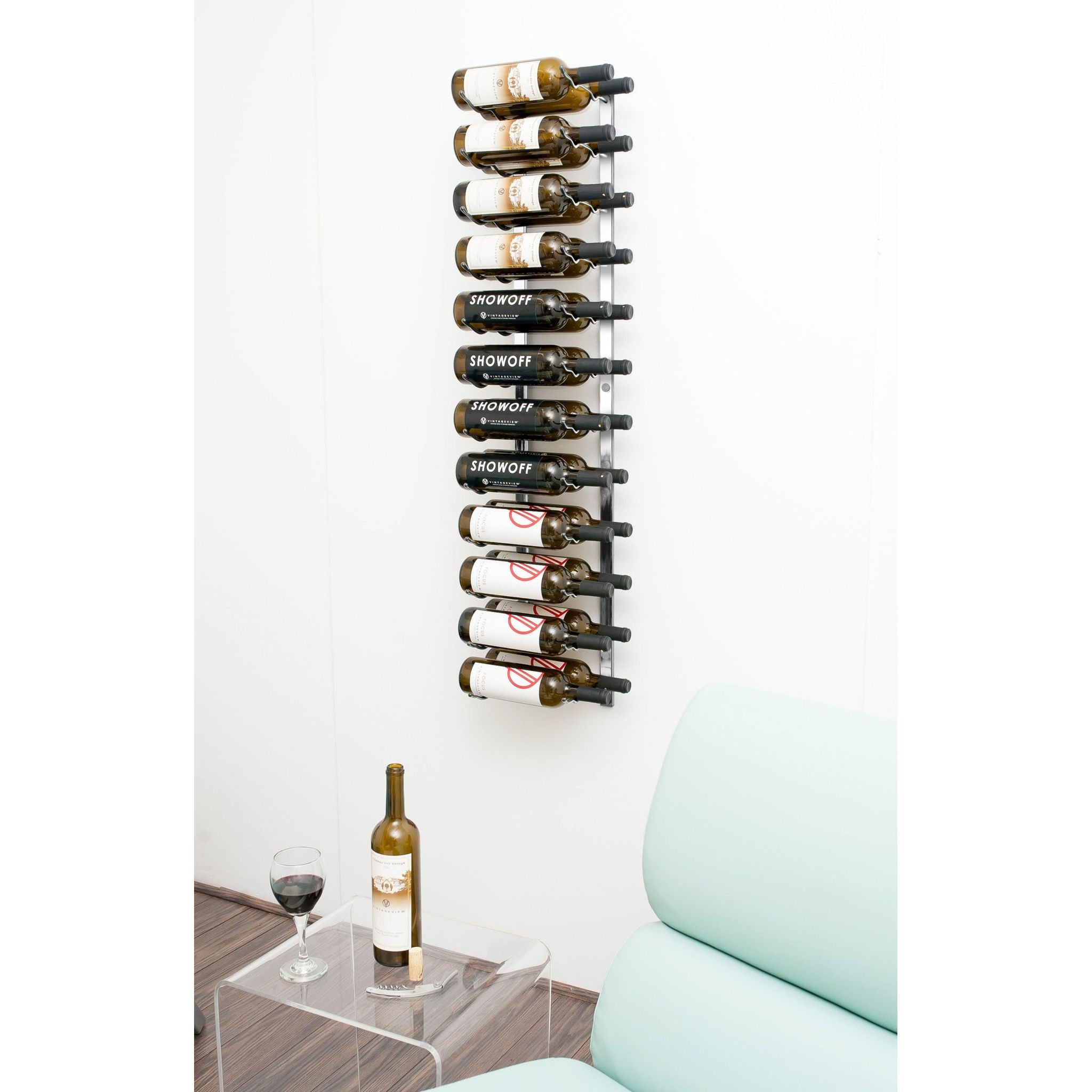 VintageView - W Series 4 – 1220mm Wall Mounted Metal Wine Rack (12-36 bottles)