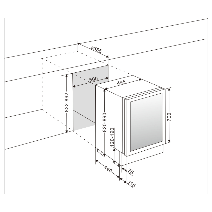 mQuvée - 500mm - Undercounter - WineCave 700 50D Stainless