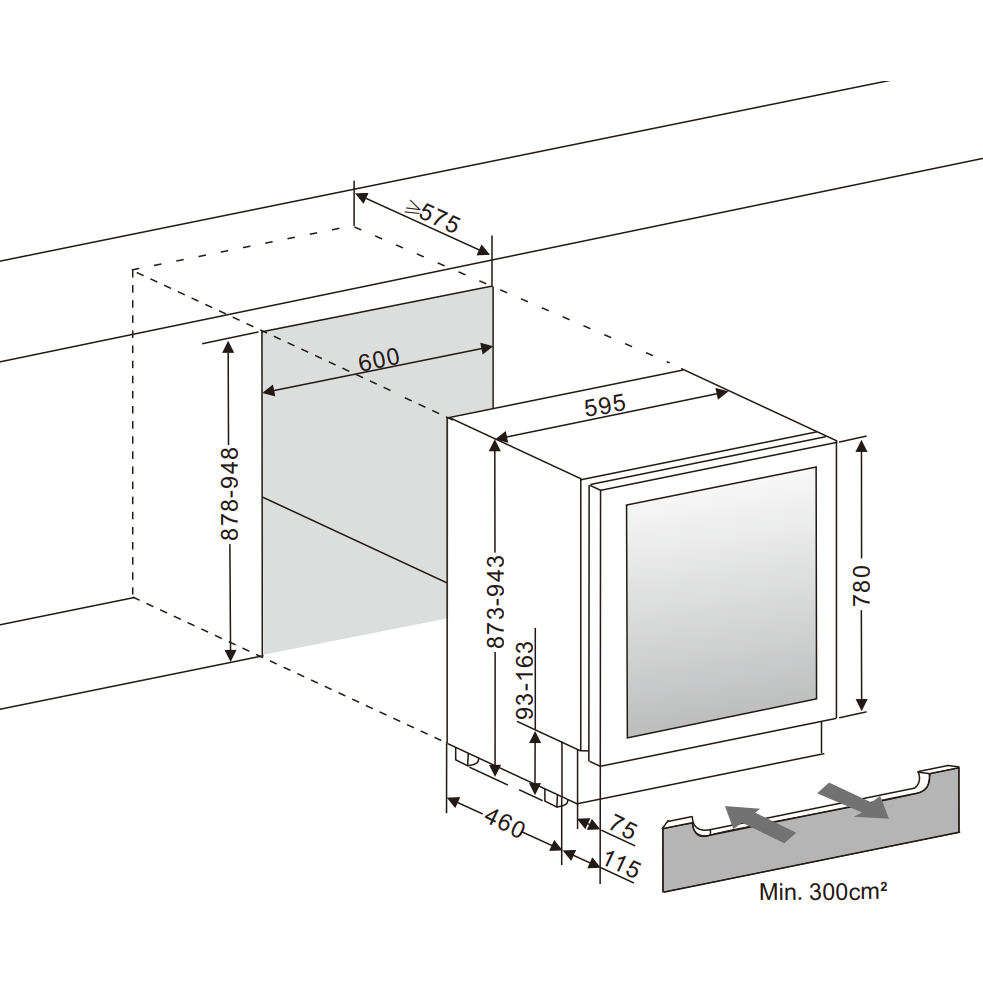 mQuvée - 600mm - Undercounter Wine Fridge - WineCave 780 60D Stainless