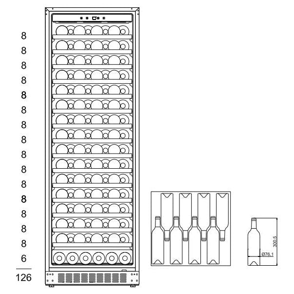 mQuvée WineStore 177 - 126 Bottles - Wine Cabinet - Exclusive Anthracite Black - 15 Shelves