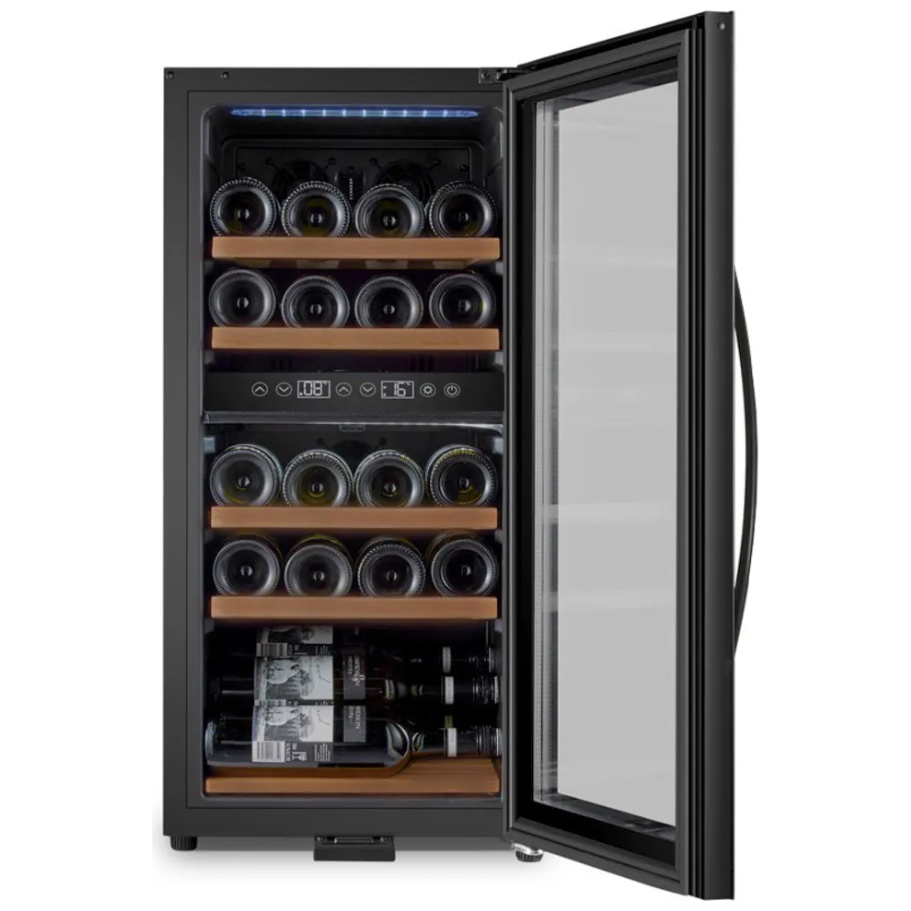 mQuvée - Wine Expert 24- Dual Zone - Freestanding Wine Cooler - Fullglass Black
