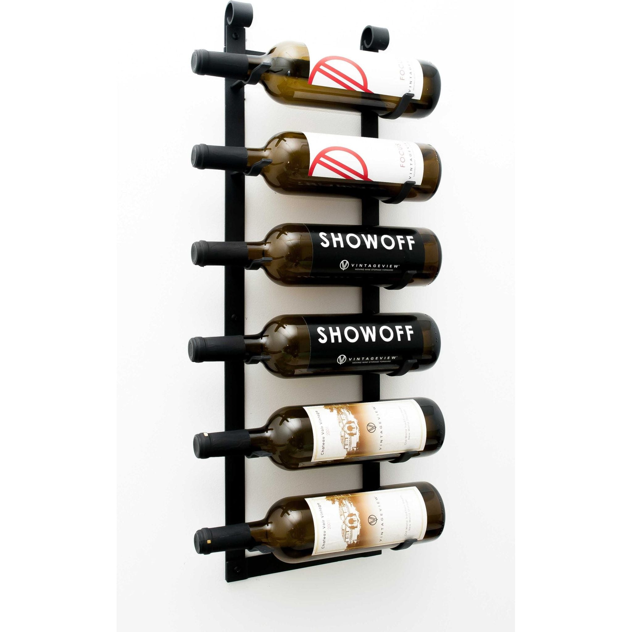 VintageView - Le Rustique - Wall Mounted Metal Wine Rack (6 bottles)